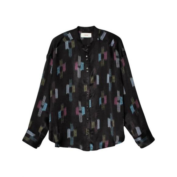 NEW XIRENA penrose shirt in black ikat - Picture 3 of 3
